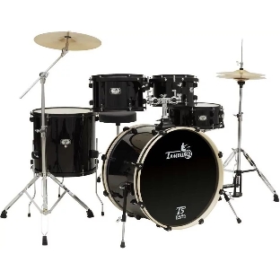 Барабанная установка TAMBURO T5P20DARK из 5 барабанов: 22" бочка, 10" и 12" подвесные томы, 16" напольный том, 14х5.5 малый барабан, фурнитура черного цвета, цвет: черный