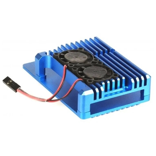 Корпус Qumo Aluminum case with double black fans, Raspberry Pi 4, blue(RS008)