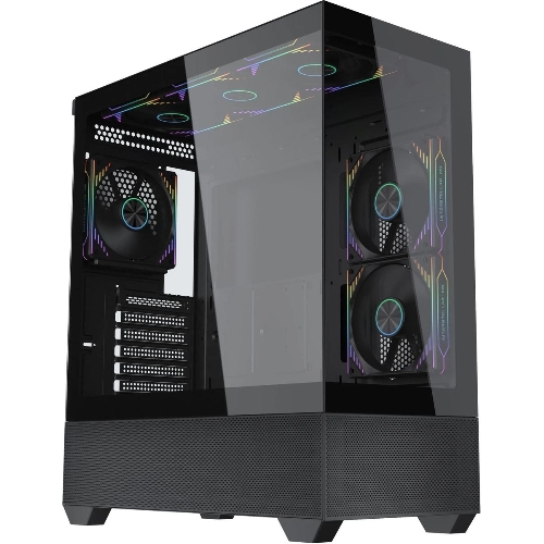 Компьютерный корпус Accord ACC-EL1B TG черный без БП ATX 2xUSB2.0 1xUSB3.1 audio