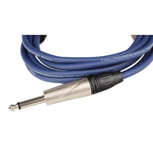 Кабель гитарный FORCE FGC-09/3 BL1/4" TS Jack - 1/4" TS Jack, высококачественный, малошумящий с проводниками из безкислородной меди OFC, диаметр 6 мм, профессиональные металлические разъемы, длина 3 м, цвет синий