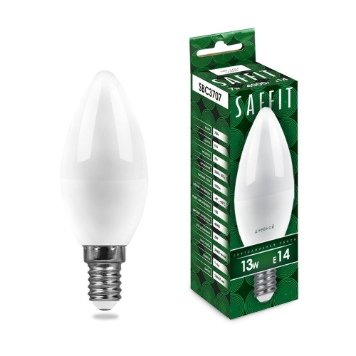 Лампа светодиодная SAFFIT SBC3713 LED 13вт Е14 дневной матовая свеча