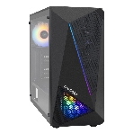 Компьютерный корпус Miditower ExeGate EVO-8225-NPX600 (ATX, БП 600NPX с вент. 12см, 2хUSB+1хUSB 3.0, черный, 2 вент. с RGb подсветкой и полоса на передней панели, боковая панель - закаленное стекло)