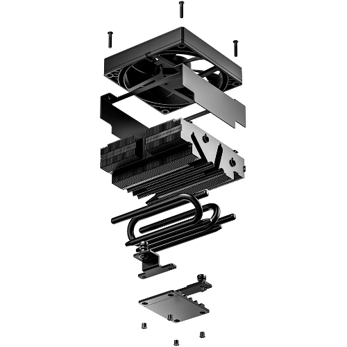 Кулер для процессора ID-COOLING IS-53-XT BLACK LGA1851/1700/1200/115X/AM5/AM4 низкопрофильный высота 53мм (24шт/кор, TDP 120W, PWM, 4 тепл.трубок/медная база, FAN 92мм, черный) BOX