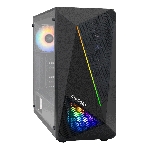 Компьютерный корпус Miditower ExeGate EVO-8225-NPX600 (ATX, БП 600NPX с вент. 12см, 2хUSB+1хUSB 3.0, черный, 2 вент. с RGb подсветкой и полоса на передней панели, боковая панель - закаленное стекло)