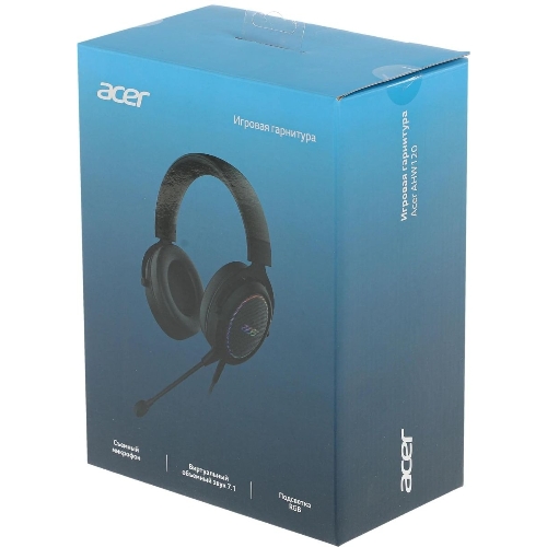 Гарнитура Acer AHW120 чёрный, проводная, USB, подсветка
