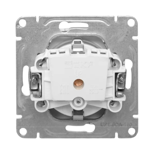 Механизм розетки EKF UP1-SOA-110 16А, с заземлением, без шторок, алюминий Эпика