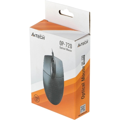 Мышь проводная A4Tech OP-720 черный, 1200 dpi, USB, кнопки - 3
