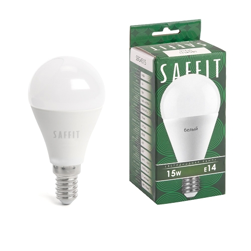 Лампа светодиодная SAFFIT SBC3715 LED 15Вт Е14 белый матовый шар