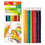 Карандаши цветные Deli EC113-12 Enovation, трехгранный профиль, пластик 12 цветов, коробка с европодвесом (12шт)