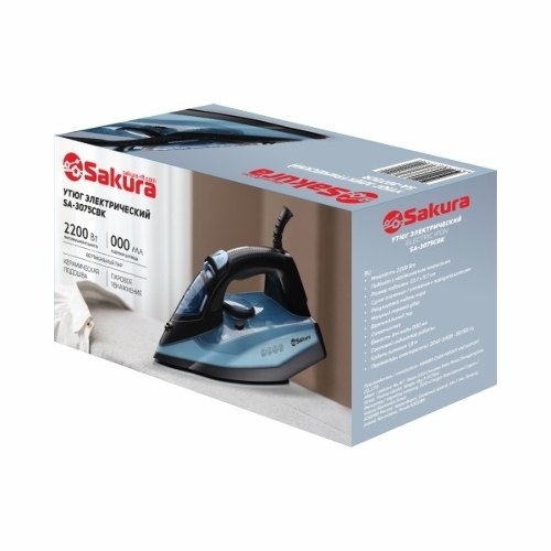 Утюг Sakura SA-3075CBK 380мл, 2400 Вт,керам, черный/синий