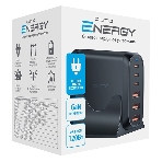 Сетевое зарядное устройство Qumo Energy Charger GaN PD 120 Вт, 3 USB-A + 3 USB Type-C,(0120), черный