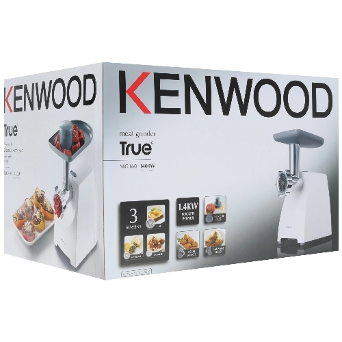 Мясорубка электрическая Kenwood MG 360 белый, 1400 Вт, 1.5 кг/мин, реверс, насадки - 5