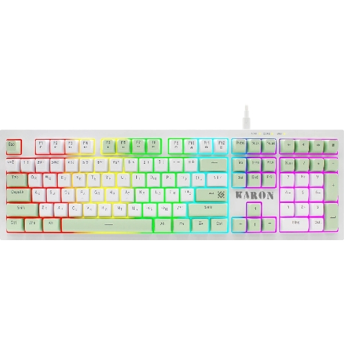 Клавиатура Defender Karon GK-129 проводная, USB Type-A, белый/зеленый