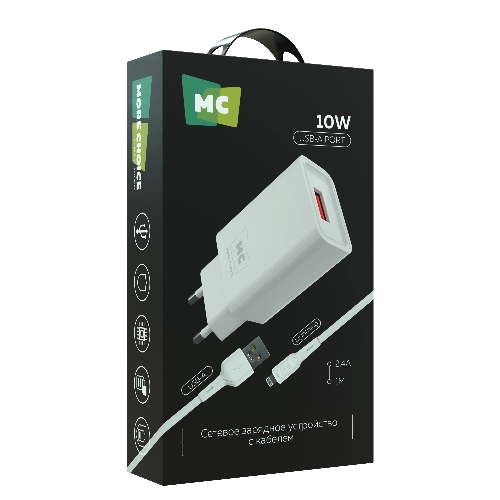 Сетевое зарядное устройство MORE CHOICE (4620202555694) NC07i СЗУ 1USB 2.0A, белый