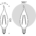 Лампа светодиодная Gauss Filament 7Вт цок.: E14 свеча 220B св. свеч. белый теп. CF35 (упак.: 10 шт) (104801107)