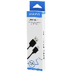 Кабель Maxvi MC-02 black USB-A - Type-C ток макс. нагрузки 2А, макс. напряжение 5V, длина кабеля 1м, материал PVC, черный