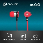 Проводные наушники Oklick HP-S-210 красный, внутриканальные, Jack 3.5 мм