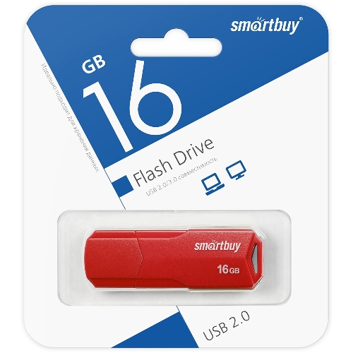Флешка USB Smartbuy CLUE Red (SB16GbCLU-R), 16Gb, USB 2.0, R/W 20/10, красный