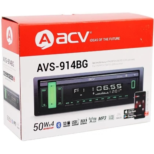 Автомагнитола ACV AVS-914BG, 1 DIN, Bluetooth, USB Type-A, AUX