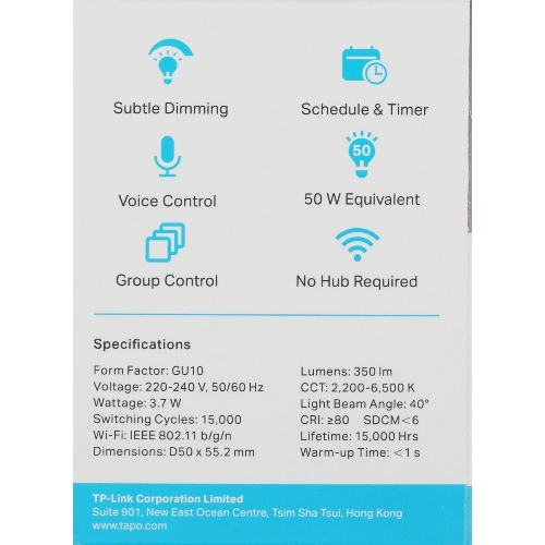 Умная многоцветная Wi-Fi спот-лампа TP-Link Tapo L630