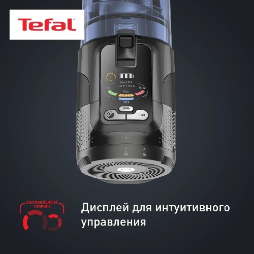 Пылесос вертикальный Tefal X-Force Flex TY9LC1WO серый/синий, питание от аккумулятора, 150 Вт, уборка сухая, пылесборник 0.65 л
