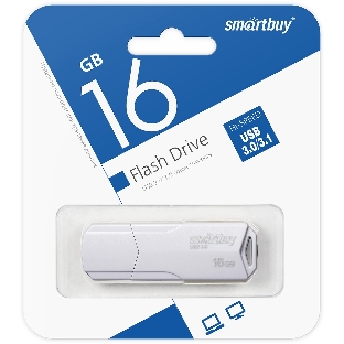 Флешка USB Smartbuy CLUE white (SB16GbCLU-W), 16Gb, USB 2.0, R/W 15/8, белый