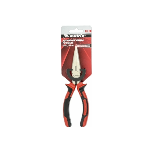 Длинногубцы Matrix NICKEL 17164 160 мм, прямые никелированные, двухкомпонентные рукоятки