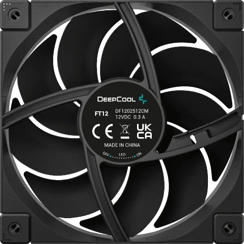 Вентилятор для корпуса DEEPCOOL FT12 черный, 120 мм, 2150 об/мин, 32 дБ, 4 pin