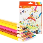 Карандаши цветные Deli EC130-24 ColoRun, шестигранный профиль, дерево 24 цвета, коробка с европодвесом (24шт)
