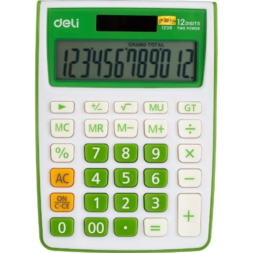 Калькулятор настольный Deli E1238/GRN зеленый 12-разр.