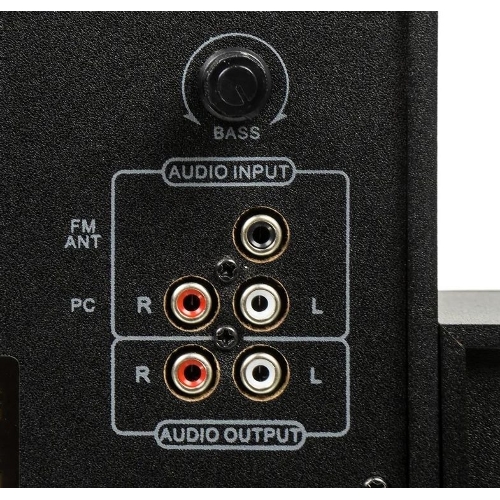 Колонки SVEN AC MS -304, черный Акустическая система, беспроводная передача сигнала по Bluetooth, суммарная мощность (RMS), Вт - 40, выходная мощность (RMS), Вт - сабвуфер: 20, сателлиты: 20 (2 х10), частотный диапазон, Гц - сабвуфер: 40 – 150, сателлиты: 150 – 20 000, размеры динамиков, мм - сабвуфер: O 128, воспроизведение с USB flash и SD card памяти, встроенное FM-радио, LED-дисплей, пульт ДУ, материал корпуса сабвуфера и сателлитов – дерево (MDF).