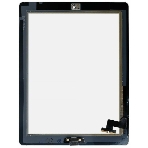 Сенсорное стекло (тачскрин) для iPad 2 (A1395, A1396, A1397), черное с кнопкой OEM