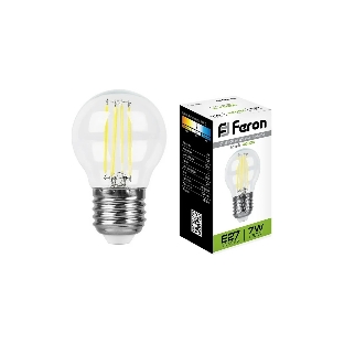 Лампа светодиодная Feron LB-52 7Вт Е27 белый шар FILAMENT