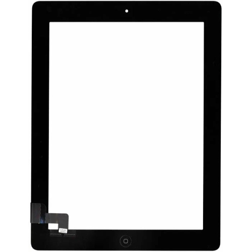 Сенсорное стекло (тачскрин) для iPad 2 (A1395, A1396, A1397), черное с кнопкой OEM