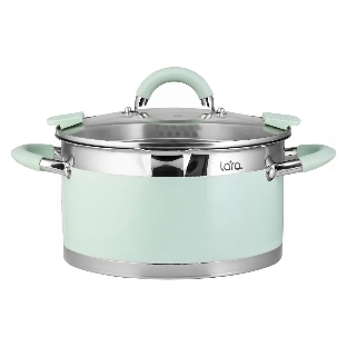 Кастрюля LARA LR02-545 MINT 26x14 см, 7,2 л, носик, индукционное дно, крышка с бортом, нержавеющая сталь