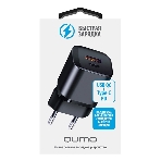 Сетевое зарядное устройство Qumo Energy PD 20W (Charger 0071), два порта: Type-C PD + USB-A QC3.0, черный
