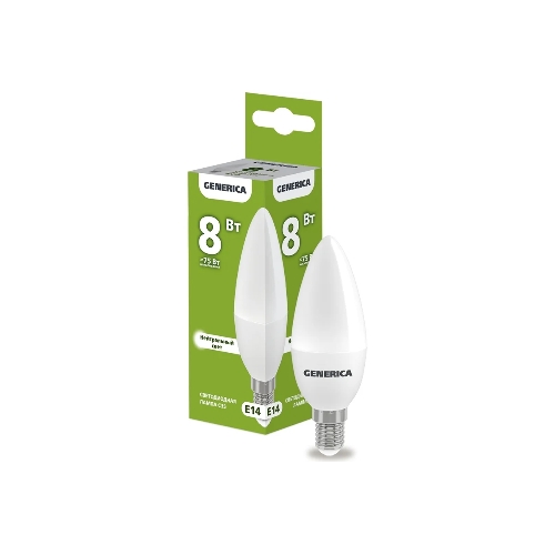 Лампа cветодиодная LED IEK LL-C35-08-230-40-E14-G C35 свеча 8Вт 230В 4000К E14 GENERICA