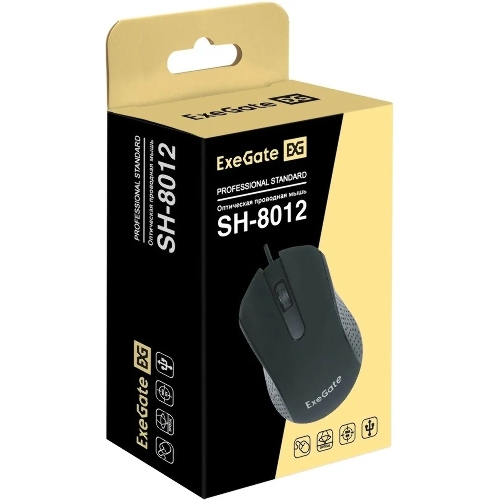 Мышь проводная ExeGate Professional Standard SH-8012 черный, 1000 dpi, USB, кнопки - 3