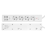 Сетевой фильтр Cablexpert Exnovo EXN-4-U4-W-2, 4 р, 16А, 4хUSB, 3.4A, 2 м, ур.защиты 4+, белый, коробка