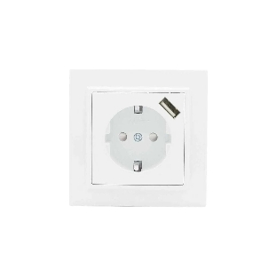 Розетка EKF Минск ERR16-028-100-USB 1-местная СП с/з с защитными шторками 16А белая с USB 1А