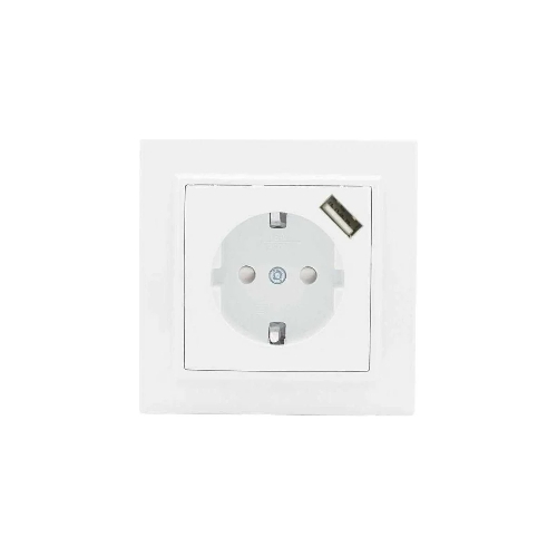 Розетка EKF Минск ERR16-028-100-USB 1-местная СП с/з с защитными шторками 16А белая с USB 1А