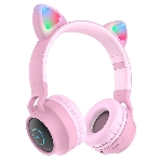 Беспроводные/проводные наушники Hoco W27 розовый, накладные, Bluetooth + проводной, 