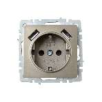 Розетка 1-местная IEK BRITE РЮш10-2-БрШ (BR-R14-16-U21-D31-K37) с заземлением, с защитными шторками, 16А, с USB A+A 5В 3,1А, шампань
