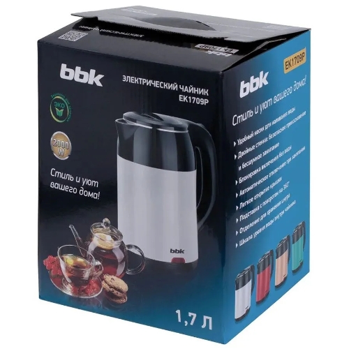 Чайник электрический BBK EK1709P черный/белый