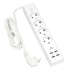 Сетевой фильтр Cablexpert Exnovo EXN-4-U4-W-2, 4 р, 16А, 4хUSB, 3.4A, 2 м, ур.защиты 4+, белый, коробка