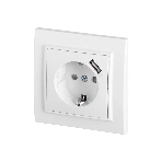 Розетка EKF Минск ERR16-028-100-USB 1-местная СП с/з с защитными шторками 16А белая с USB 1А