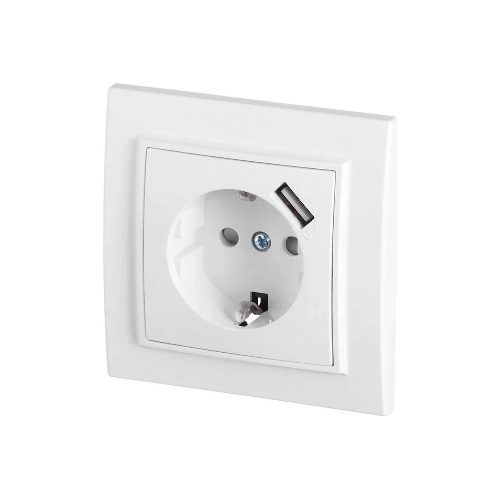 Розетка EKF Минск ERR16-028-100-USB 1-местная СП с/з с защитными шторками 16А белая с USB 1А