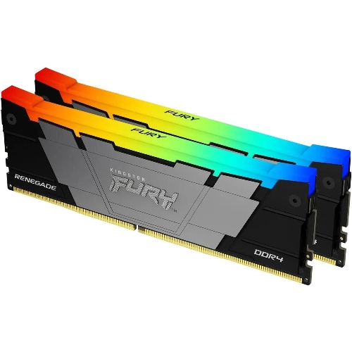 Оперативная память Kingston Fury Renegade, DDR4, 16Gb (2x8GB), 4600MHz, CL19, DIMM, с радиатором, RGB, черный/серебристый