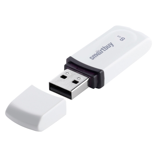Флешка USB Smartbuy Paean (SB8GBPN-W), 8Gb, USB 2.0, R/W 15/5, белый