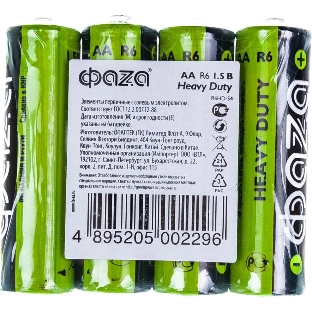 Элементы питания JazzWay солевые R 6 (AA) ФАZА Heavy Duty, 4шт.